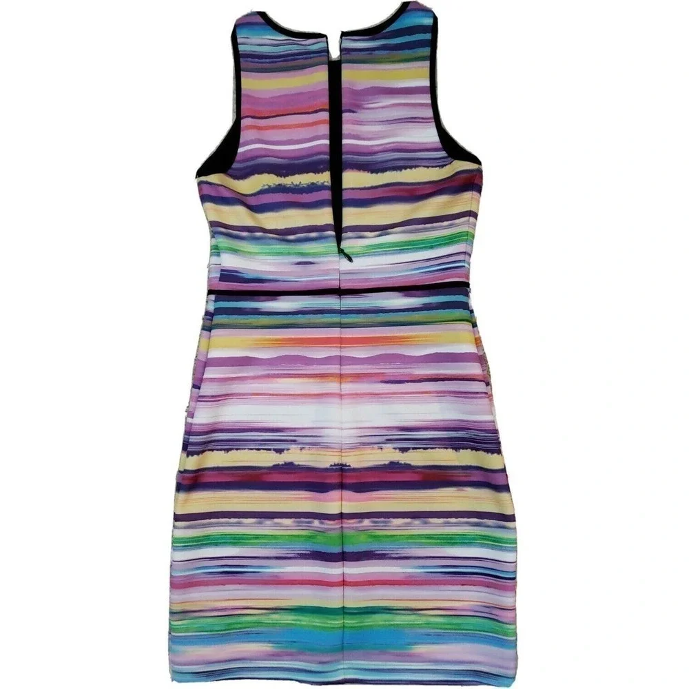 Bebe ~Woman Size M~ Multicolor Sheath Sleeveless Stretch Dress Fully Lined.